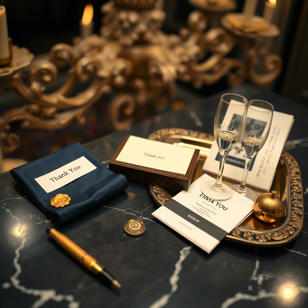 Elegante Empfangsflachansicht mit Marmor, Seide, Champagnerflöten und Broschüren, Stimmung: Gastgeberinnen Wien.