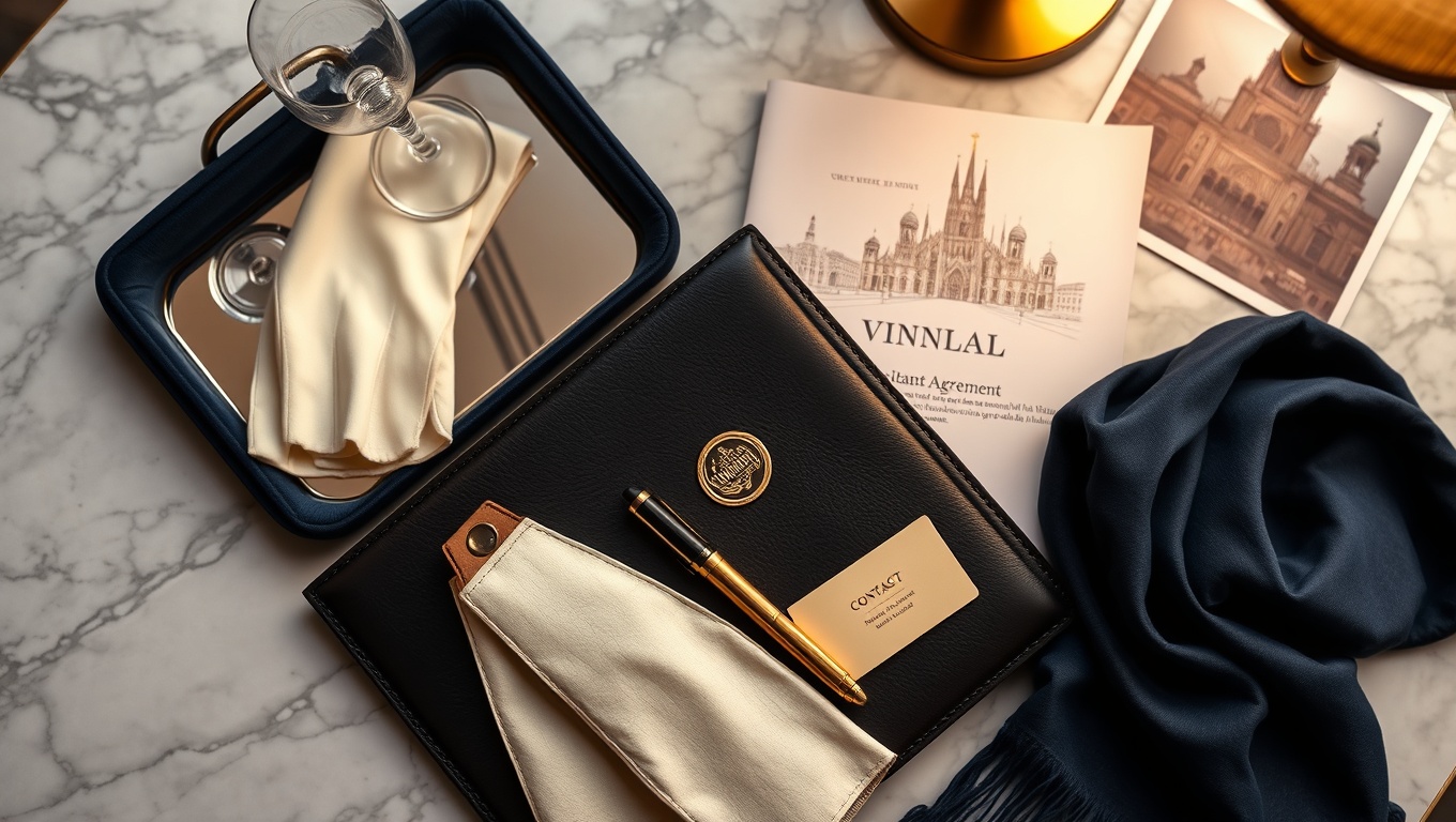 Ein elegantes Arrangement aus Luxusobjekten, das Vertrauen vermittelt, mit Bezug zur Wien escort agentur.