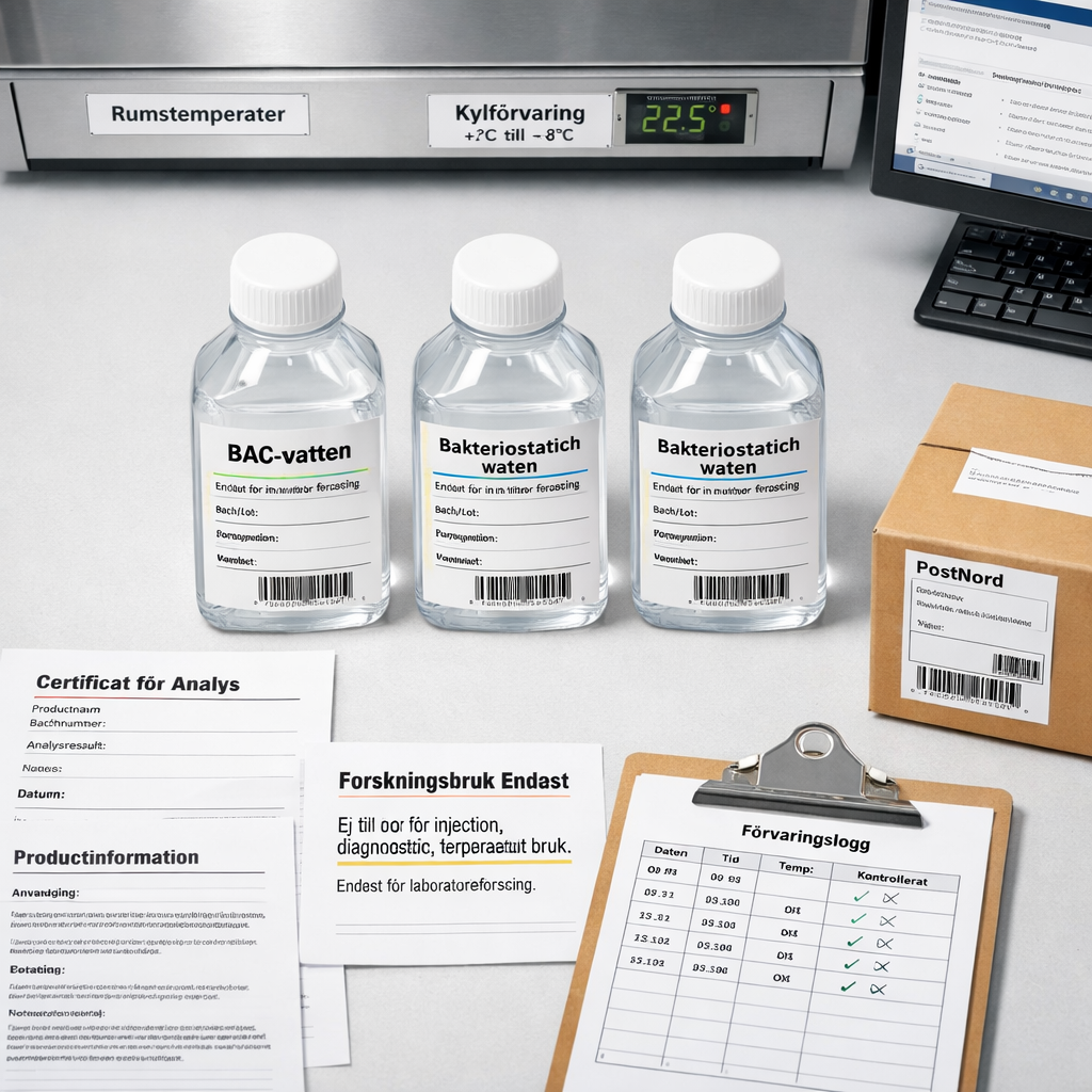 Översikt av laboratorieflaskor och spårbarhetsdokument för bakteriostatiskt vatten – where to buy bac water for peptides
