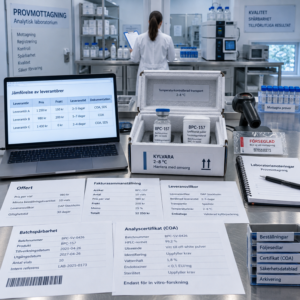 Laboratorium granskar BPC-157-inköp: svenska offertdokument, prisjämförelse och märkt provvial; bpc 157 köpa.